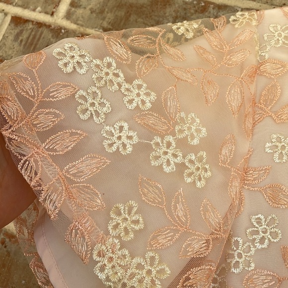 Polagram Elegant Peachy Pink Floral Dress - Picture 5 of 11